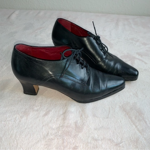 Bally Black Leather Women’s heeled Oxford Pumps Italy eu 39 Heels lace up - Picture 4 of 9